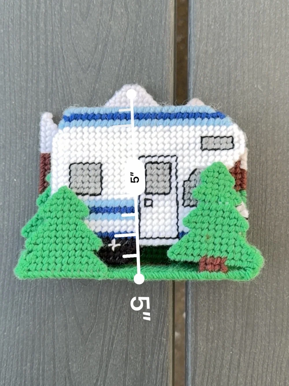 Cross-Stitch Camper & Mountain Coaster Set - Green, Blue, Purple